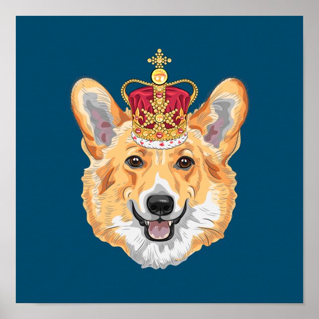 Póster Corgi con corona (Frente)