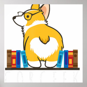 Póster Corgi - Corgeek Funny Book Nerd Geek Dog Regalo .p