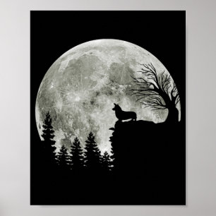Póster Corgi De Pie En La Montaña De Halloween