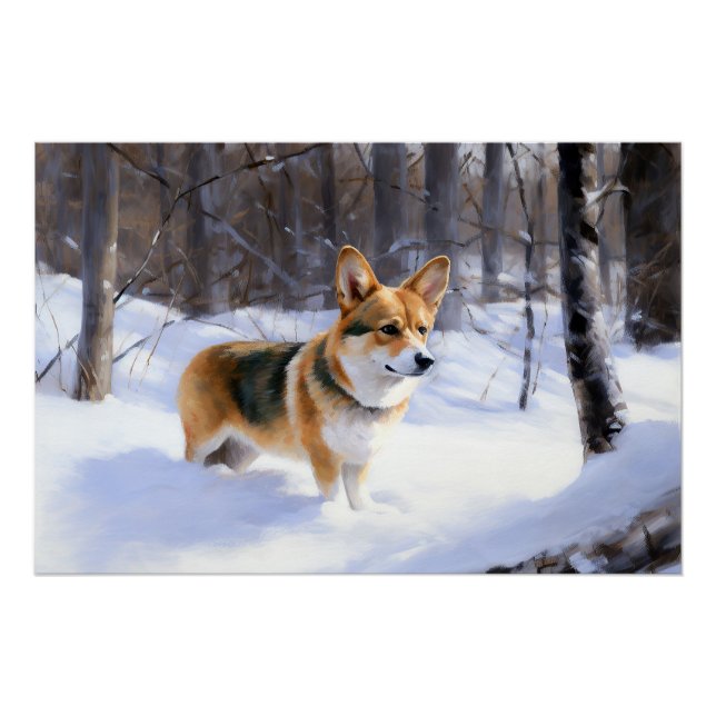 Póster Corgi Deja que nieve Navidad (Anverso)