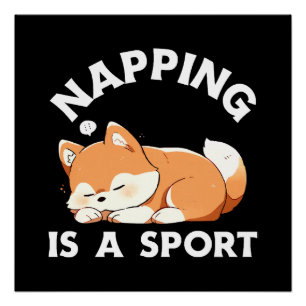 Póster Corgi Divertido Durmiendo Es un Deporte Amante de