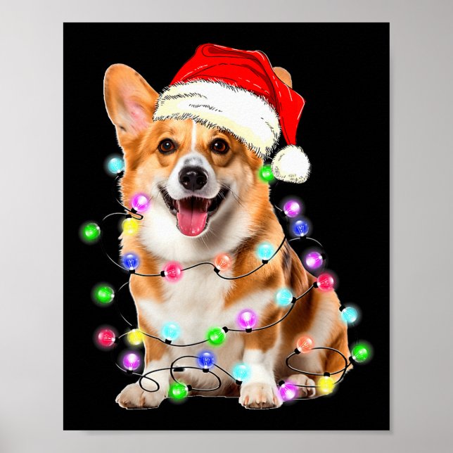 Póster Corgi Dog Christmas Lights Pajama Funny  (Frente)