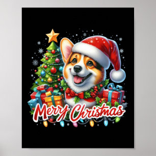 Póster Corgi Dog Feliz Navidad Corgmas coincidentes con N