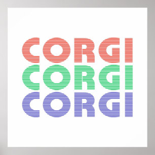 Póster Corgi Dog Texto colorido moderno