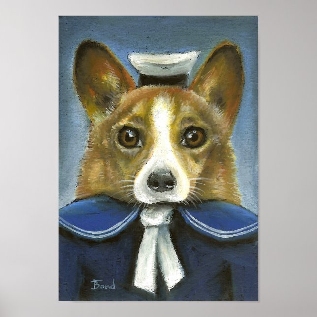 Póster corgi el marinero (Frente)