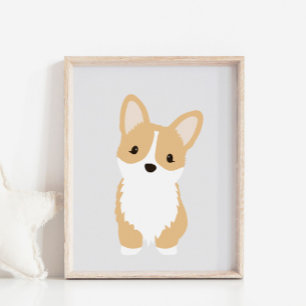 Póster Corgi galés cachorro de perro guarnición y Poster
