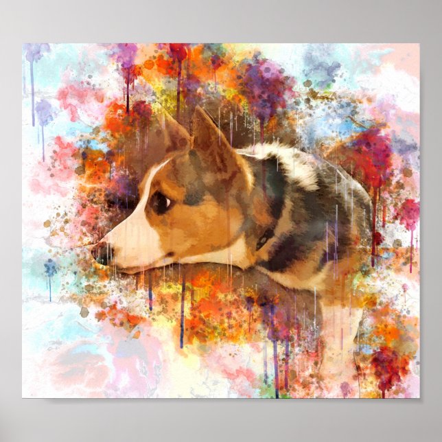 Póster Corgi galés satisfecho (Frente)