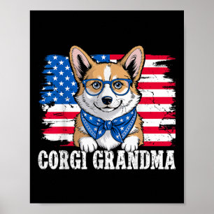 Póster Corgi Grandma Usa Patriotic Dog Lover 4 De Julio