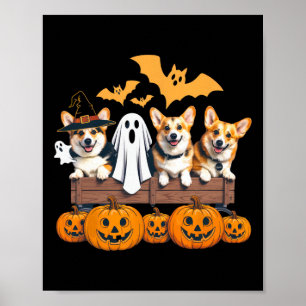 Póster Corgi Halloween Trio Funny Spooky Dog Lover