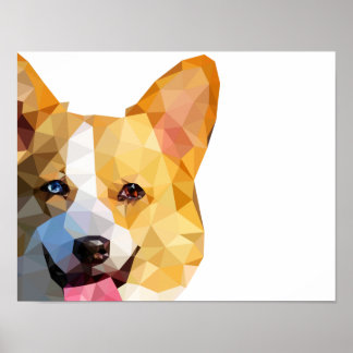 Póster Corgi Low Poly Art