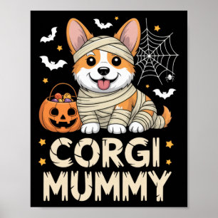 Póster Corgi Mummy Gracioso Ropa De Perro Halloween Para