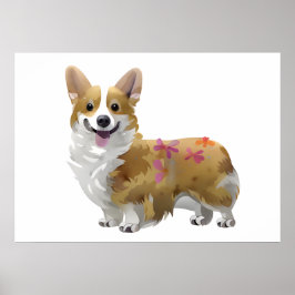 Póster Corgi Naranja lindo para un ánimo positivo