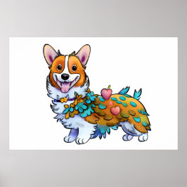 Póster Corgi Naranja lindo para un ánimo positivo