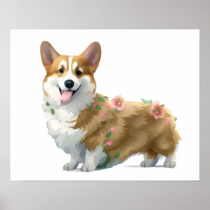 Póster Corgi Naranja lindo para un ánimo positivo