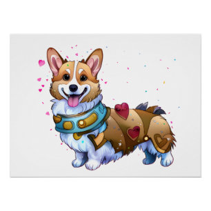 Póster Corgi Naranja lindo para un ánimo positivo