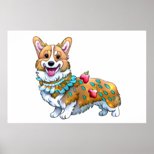 Póster Corgi Naranja lindo para un ánimo positivo