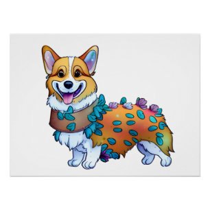 Póster Corgi naranja lindo para un estado de ánimo positi