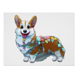 Póster Corgi naranja lindo para un estado de ánimo positi