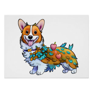 Póster Corgi naranja lindo para un estado de ánimo positi