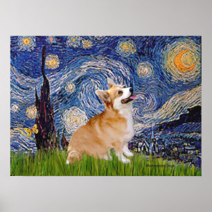 Póster Corgi Pembroke galés - Noche estrellada