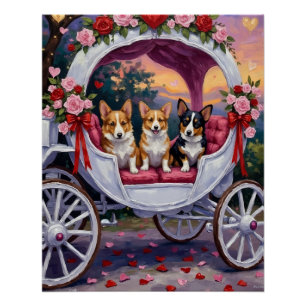Póster Corgi Perro Día de San Valentín 