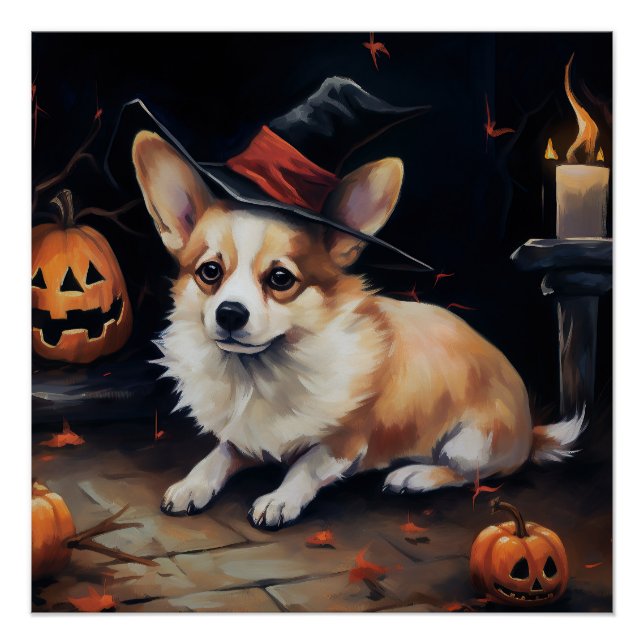 Póster Corgi Pumpkins Halloween Scary (Anverso)