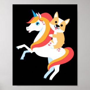 Póster Corgi Riendo Unicorn Cute Gracioso Coste De Hallow