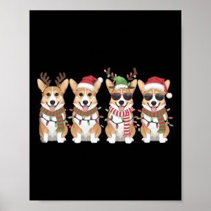 Póster Corgi Santa Christmas Tree Enfoca a los chicos de