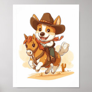 Póster Corgi Vaquero � Perro Rodeo Occidental