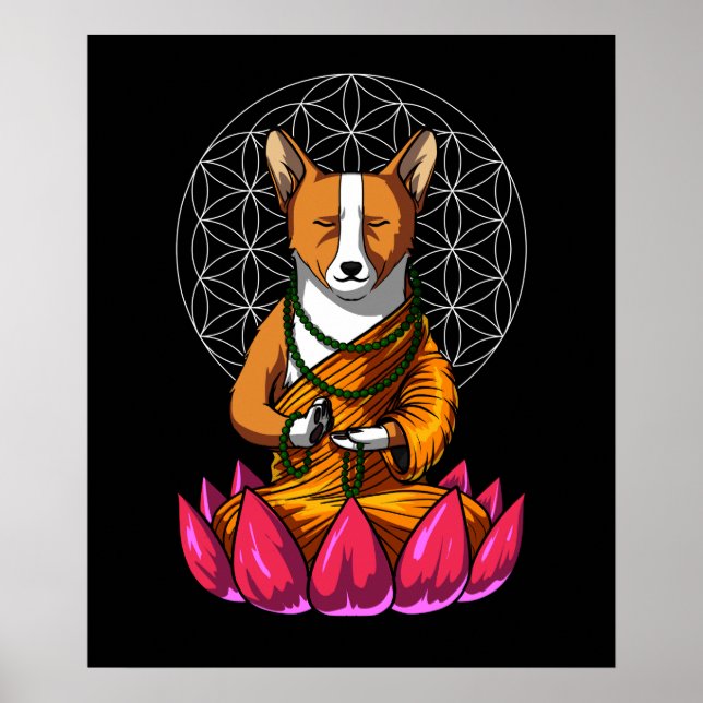 Póster Corgi Yoga Dog Meditation Buddha Mascota (Frente)