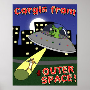 Póster Corgis del poster del espacio exterior