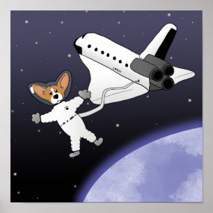Póster Corgis espacial