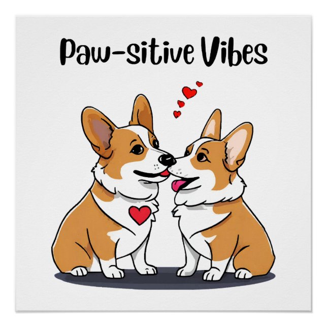 Póster Corgis Vibes enamorados (Anverso)