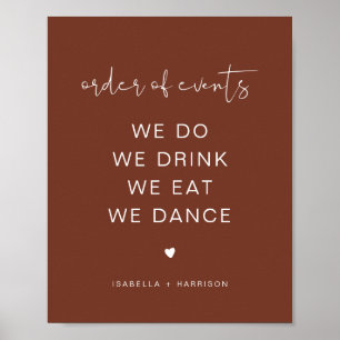 Póster CORIANDER Rust Boda Orden de eventos Poster