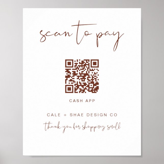 Póster CORIANDER Rust Boho Rótulo de pagos para pequeñas  (Frente)