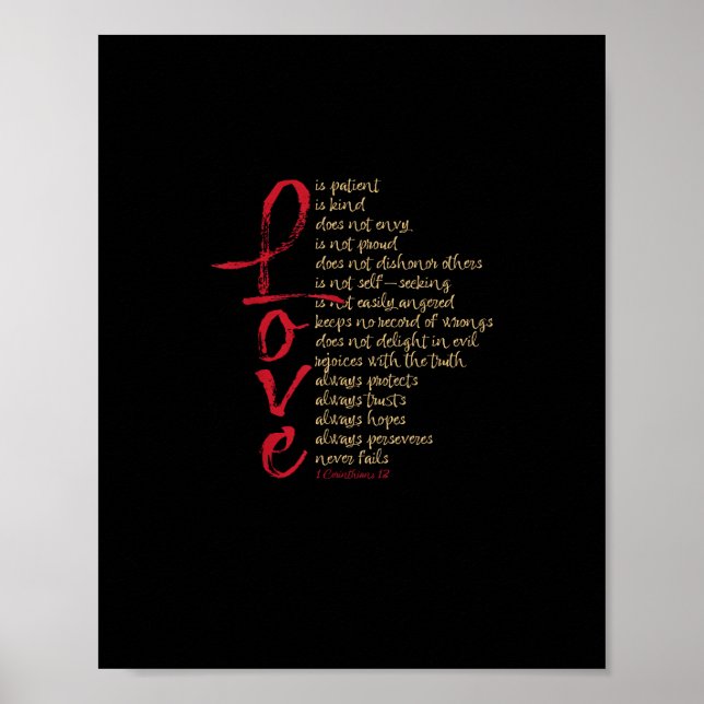 Póster Corintios Versículo Bíblico El Amor Es Paciente El (Frente)