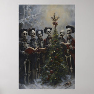 Póster Coristas de Navidad con Esqueleto Espeluznante Art