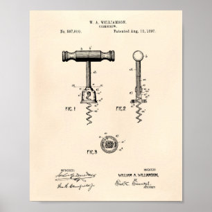 Póster Corkbolt 1897 Patent Art Old Peper