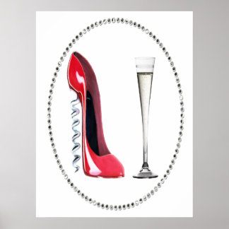 Póster Corkbolt Red Stiletto y Champagne Poster