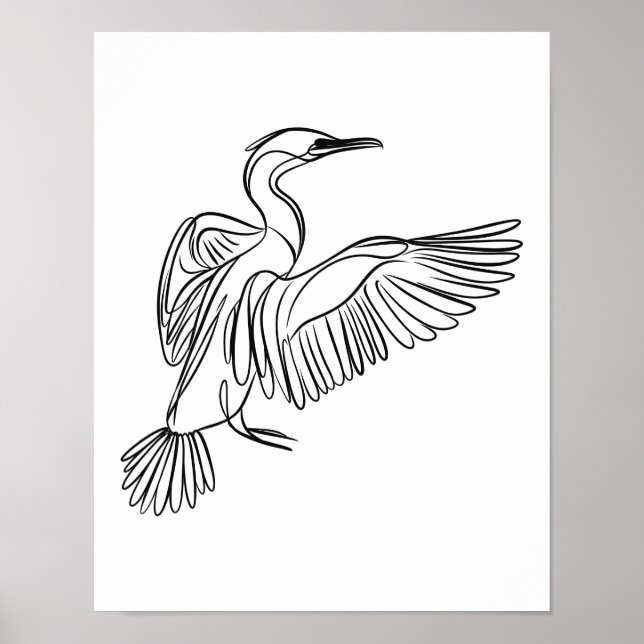 Póster Cormorant Line Art Irlandés Coastal Wildlife (Frente)