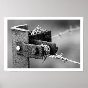 Póster Corner de la valla de alambre de púas