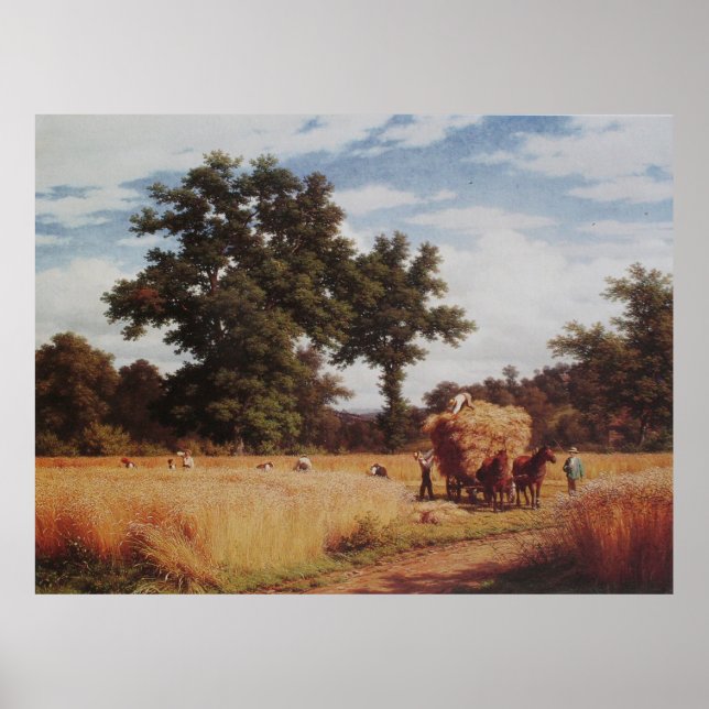 Póster Cornfield Con Robos | Pintura de aceite paisajista (Frente)