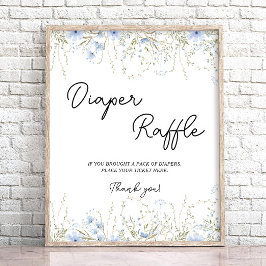 Póster Cornflower Wildflower Baby Shower Diaper Raffle
