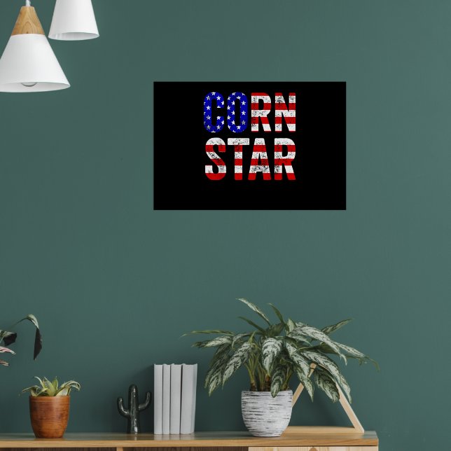 Póster Cornhole Funny Bean Bag Toss Corn Star USA Flag (Salón 1)