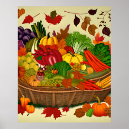 Póster Cornucopia llena de verduras