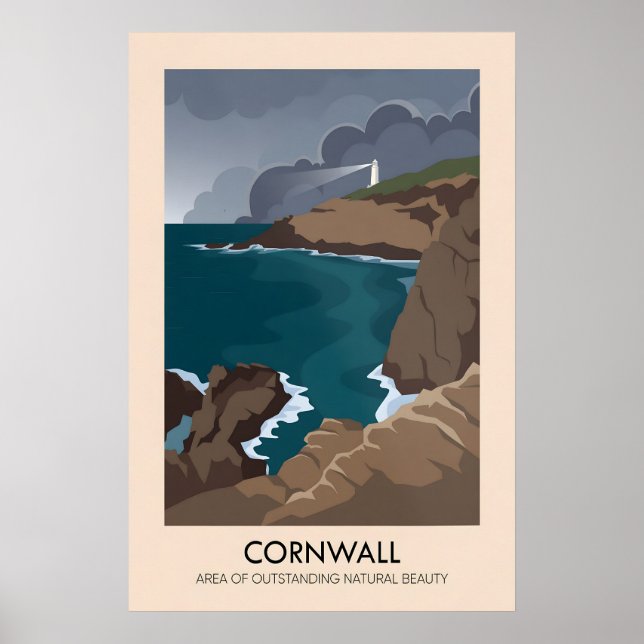 Póster Cornwall AONB Travel Poster (Frente)
