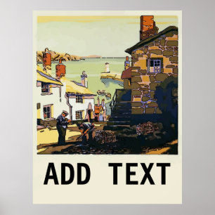 Póster Cornwall, Reino Unido, añada texto