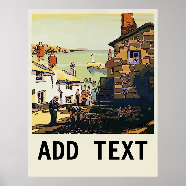 Póster Cornwall, Reino Unido, añada texto (Frente)