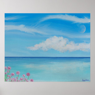 Póster Cornwall tropical con canvas de rosa marina Imprim