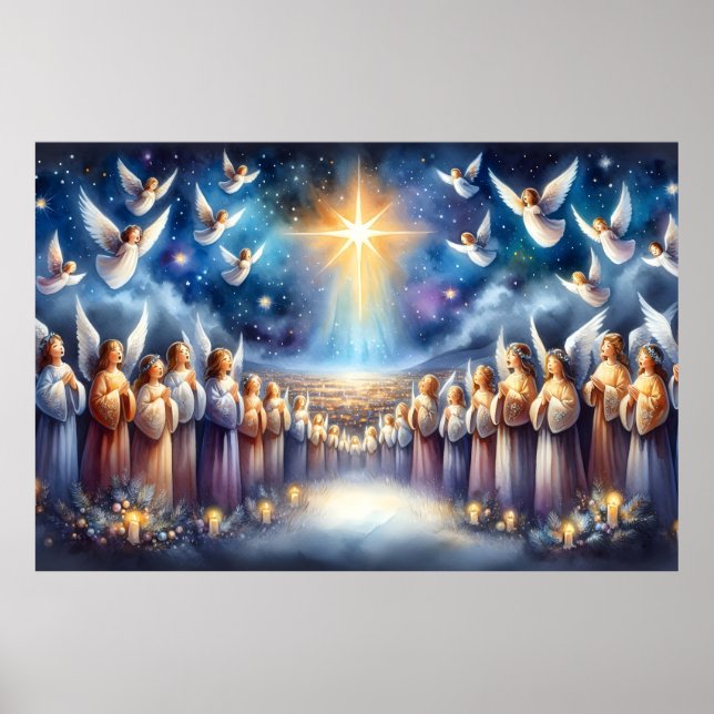 Póster Coro celestial bajo la estrella de Belén (Frente)